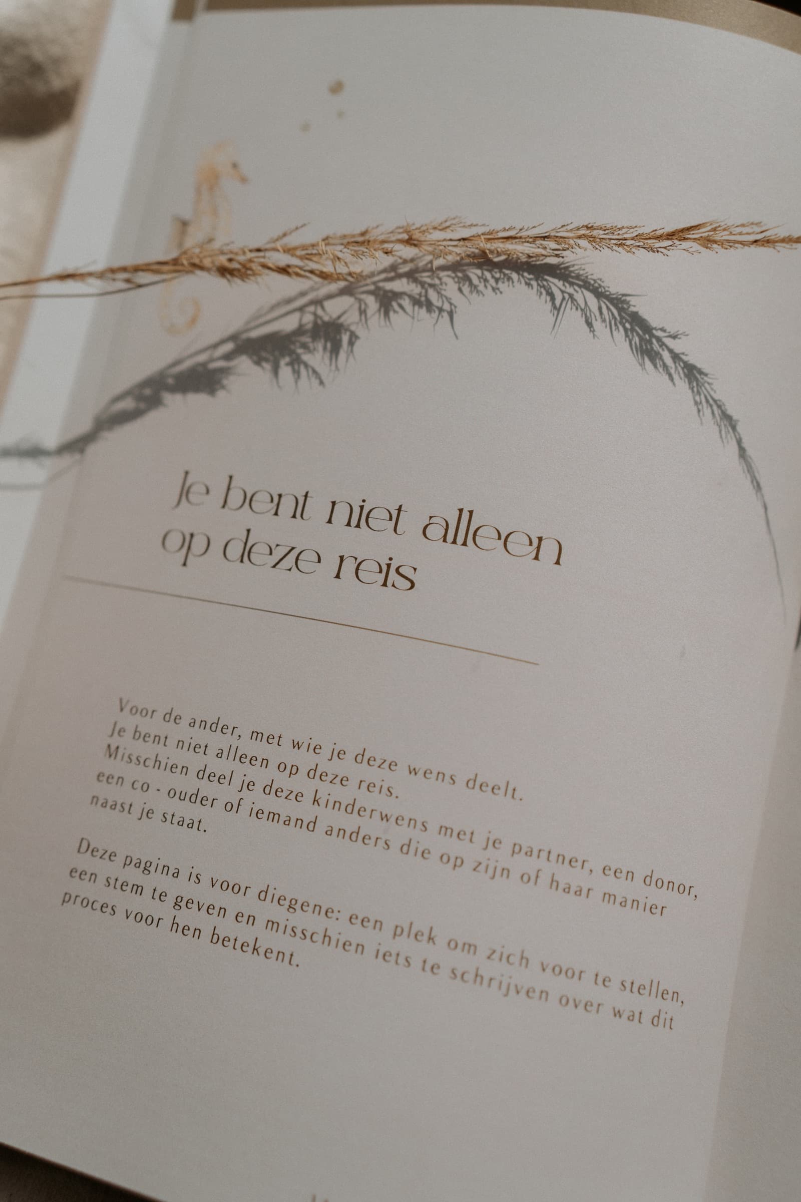 Pagina met de tekst: Je bent niet alleen op deze reis